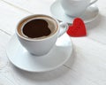 ÃâTwo cups of coffee and a heart.ÃÂ²ÃÂµ Ãâ¡ÃÂ°ÃËÃÂºÃÂ¸ ÃÂºÃÂ¾ÃâÃÂµ ÃÂ¸ ÃÂÃÂµÃâ¬ÃÂ´ÃÂµÃâ¡ÃÂºÃÂ¾. Royalty Free Stock Photo